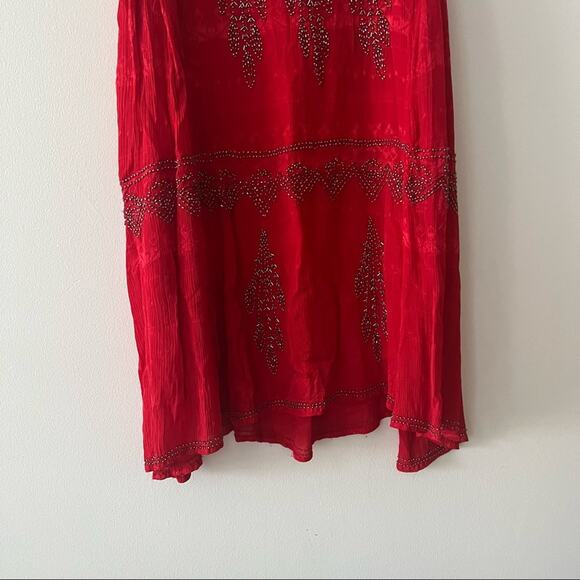 Free People Red Beaded Sleeveless Swing Dress - Picture 8 of 9